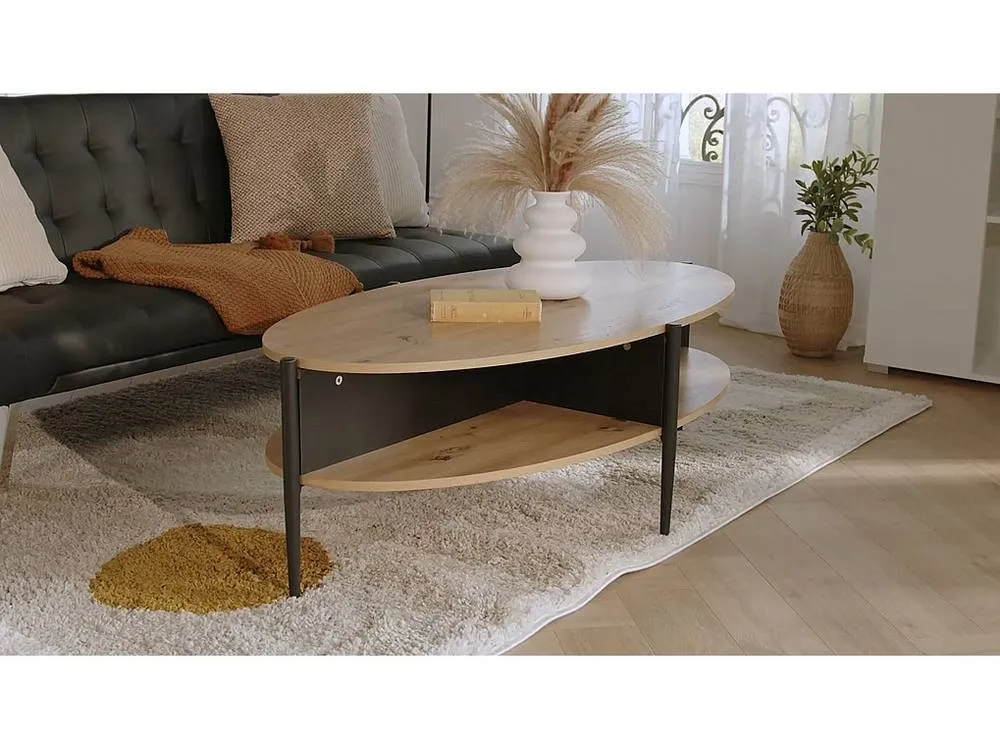 Vente-unique Coffee Table With 4 Niches In MDF & Metal - Light Naturalcolour and in Black 4