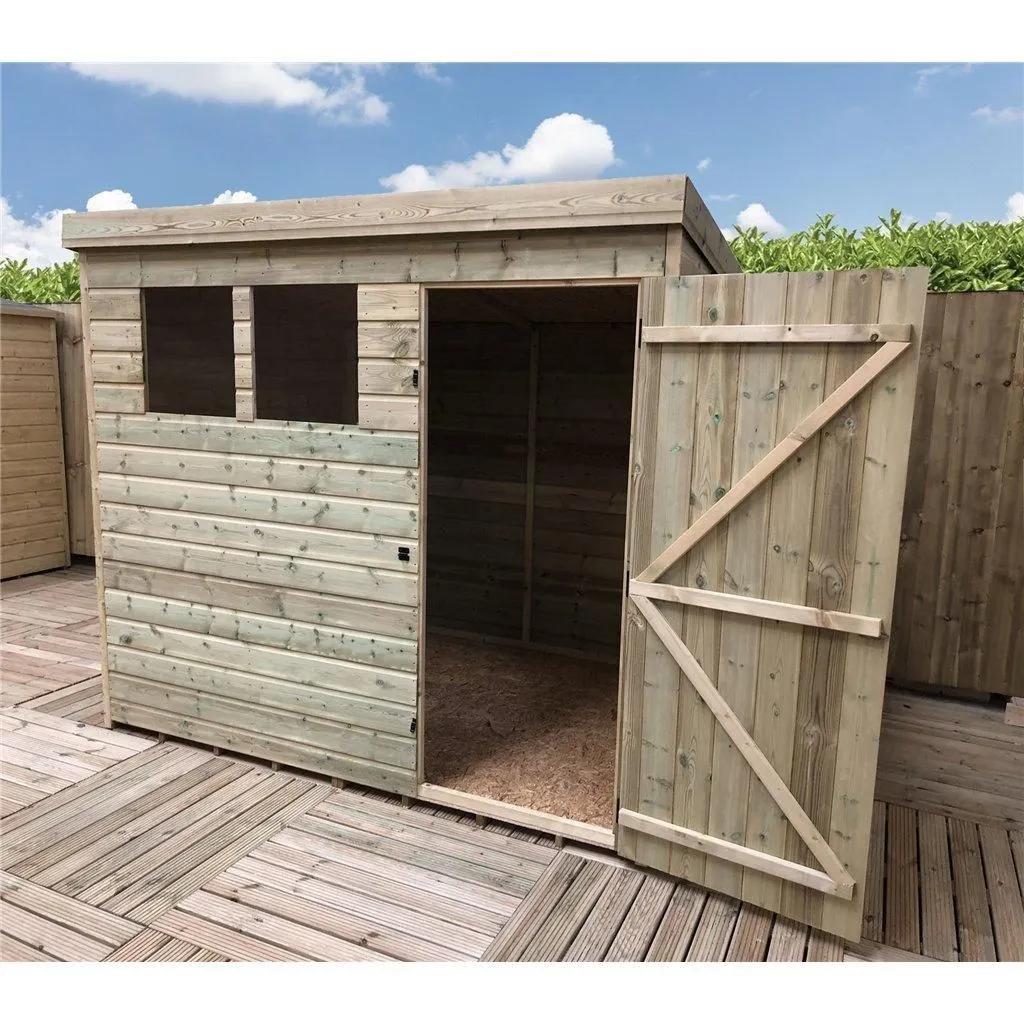 Marlborough 7 x 5 Pressure Treated Pent Garden Shed with Single Door in Natural 5