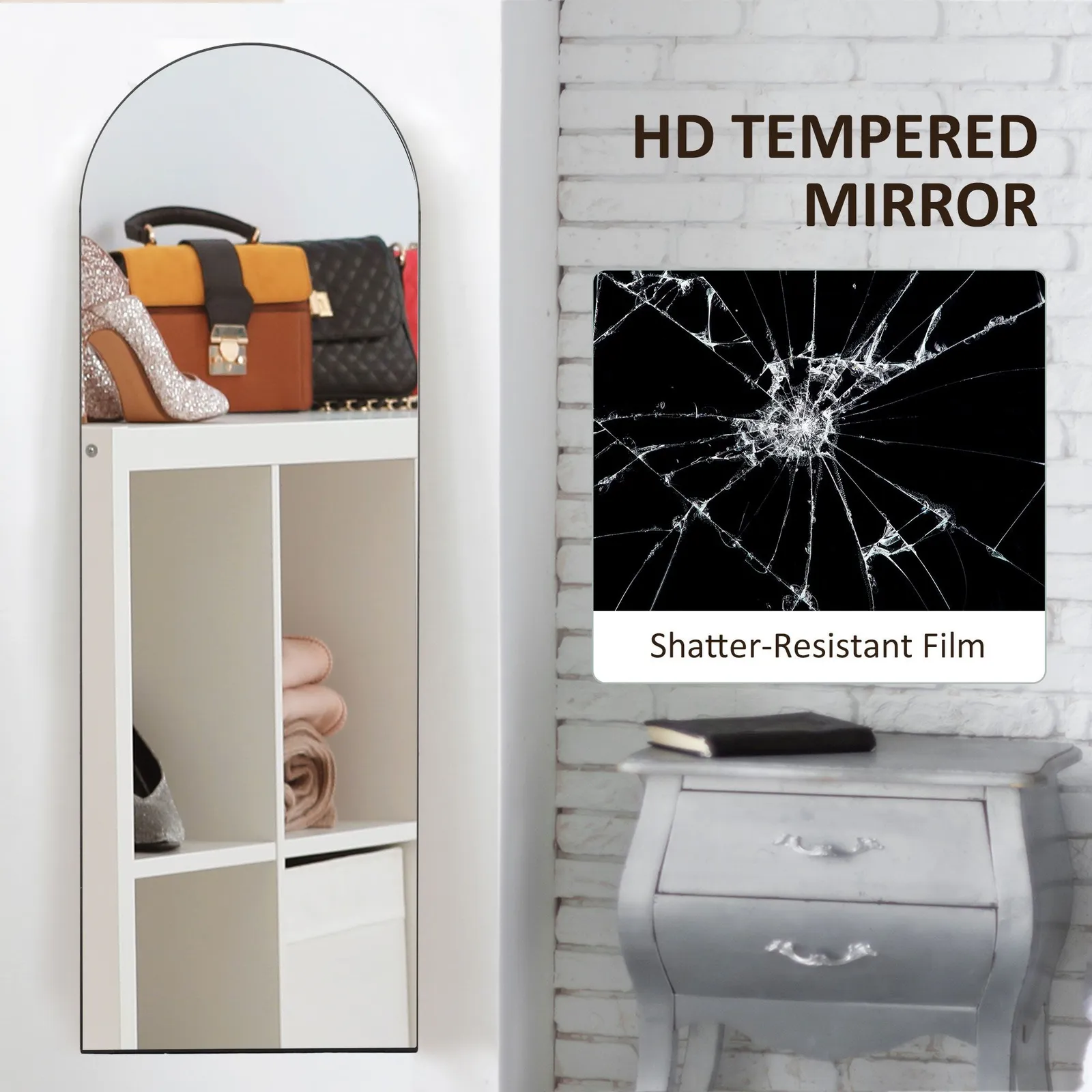 HOMCOM Floor Mirror Wall Mount Leaning Standing Mirror 50 x 150cm in Black 5