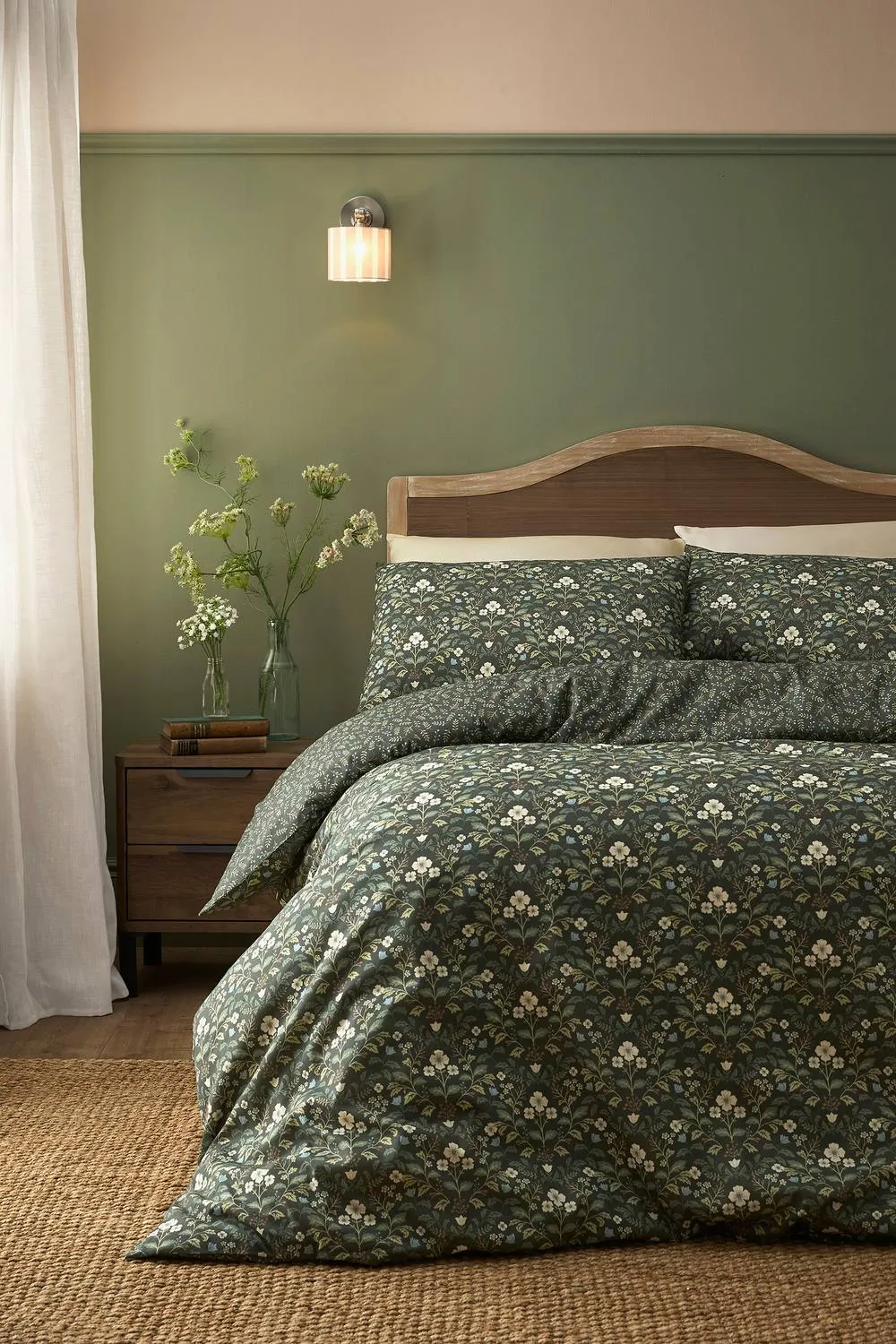 Dreams & Drapes 'Heritage Floral' Easy Care Duvet Cover Set in Green
