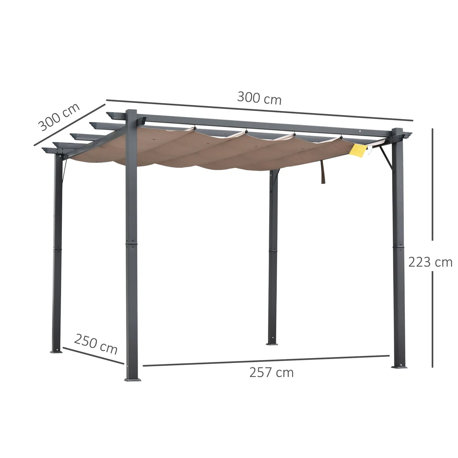 OUTSUNNY 3x3(m) Pergola Gazebo Sun Shade Shelter Aluminium Garden Canopy in Brown 3