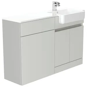 Be Modern Botanica Pearl Grey Right Hand 1260mm Freestanding Vanity & Toilet Pan Unit with Basin Modular Combination