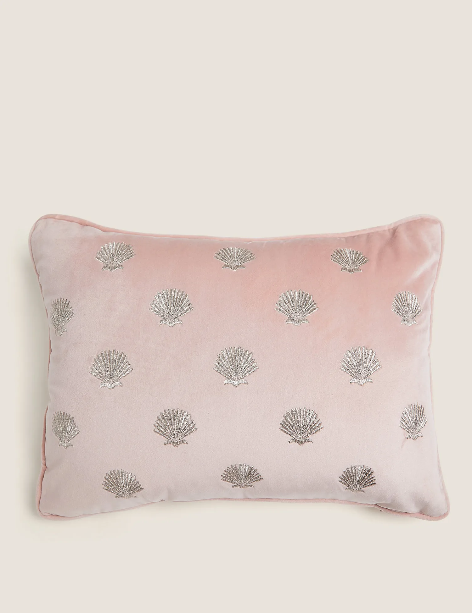 M&S Velvet Shell Embroidered Bolster Cushion