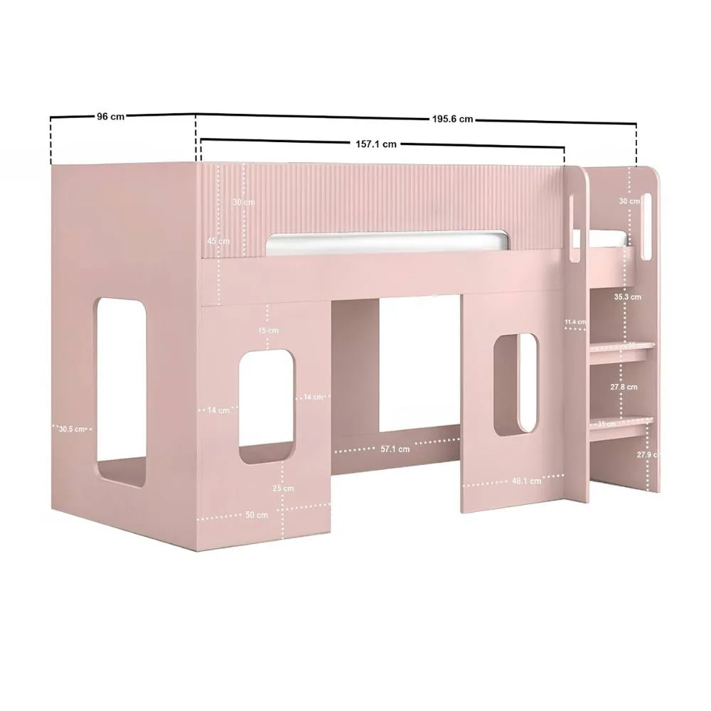 Flair Lino Playhouse Mid Sleeper Bed in Pink 5