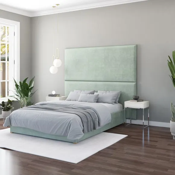 Hanging Wall Panel Dual Mount Plush Velvet Headboard 2