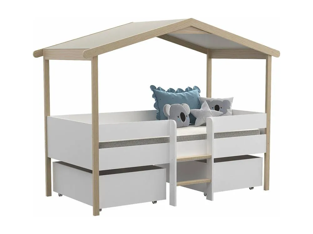 Vente-unique Cabin Bed With Drawers - 90 X 190 Cm - Lime Wood - White & Oak in Light Oak 6