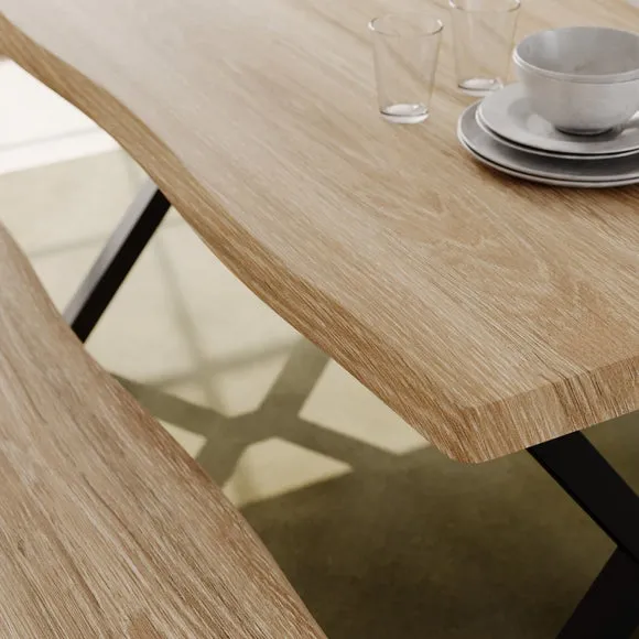 Ezra II 6 Seater Rectangular Dining Table with 2 Benches 3