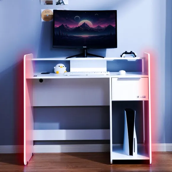 X Rocker Electra Desk with Wireless Charging and LED Lights 2