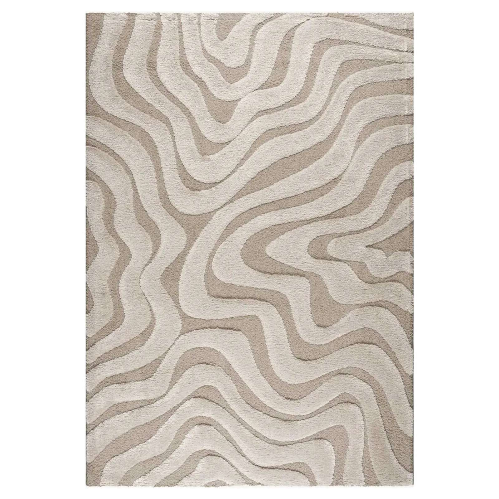 Taupe Ripple Rug 160X230Cm, Square Polyester | Barker & Stonehouse