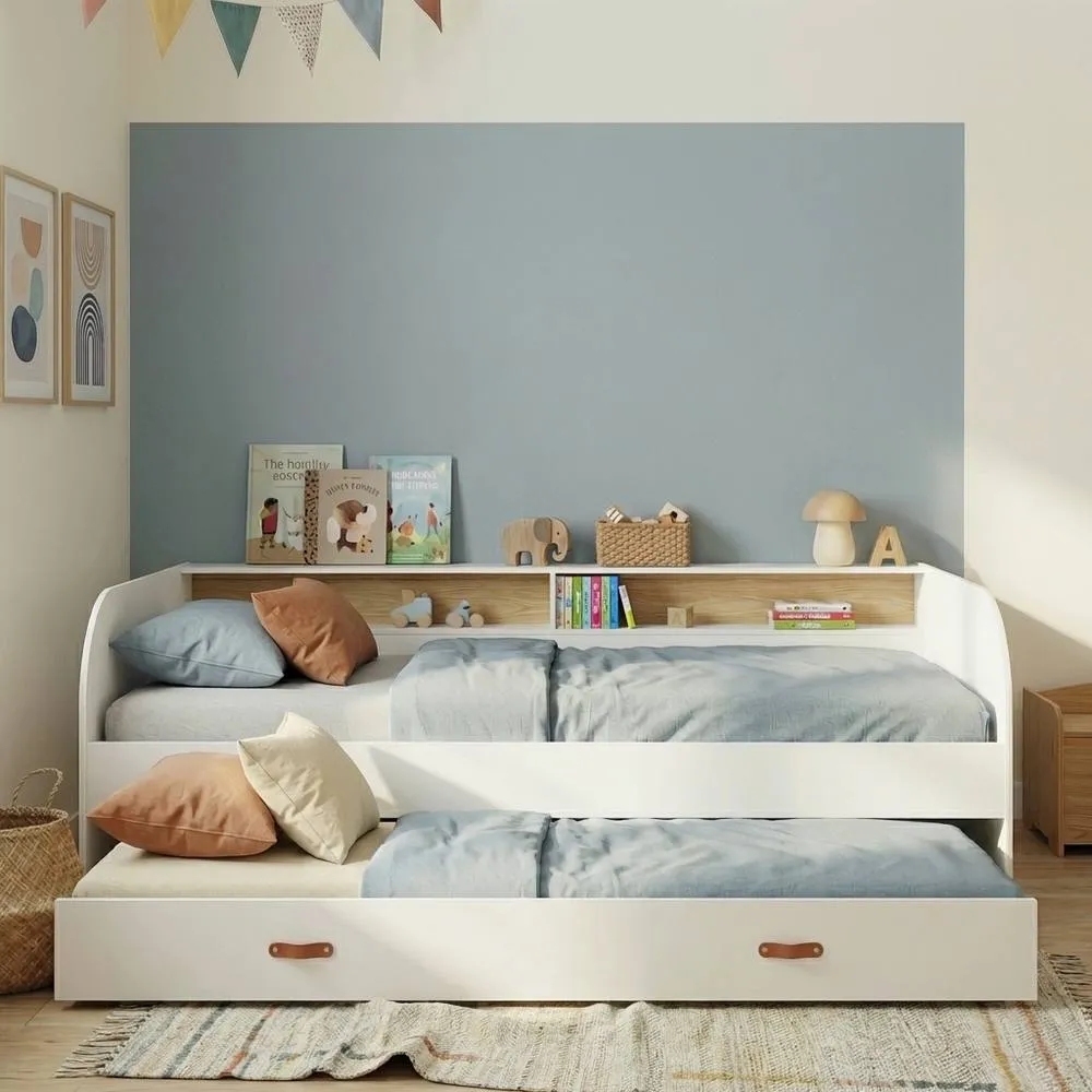 Nöa and Nani Helene Day Bed with Pull-Out Trundle in Classic White & Pine