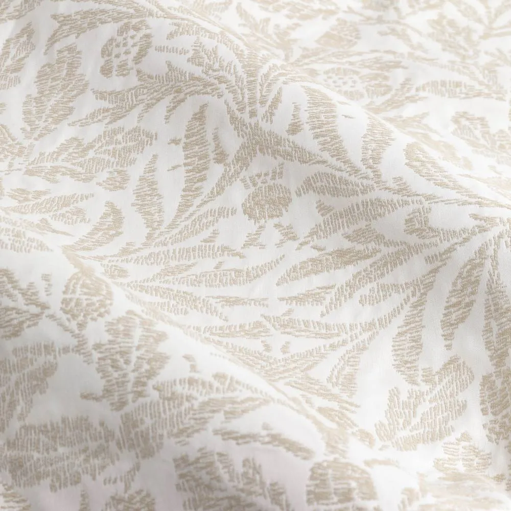 Morris & Co Acorn Tonal Fully Lined Matt Jacquard Pencil Pleat Curtains in Ivory 6