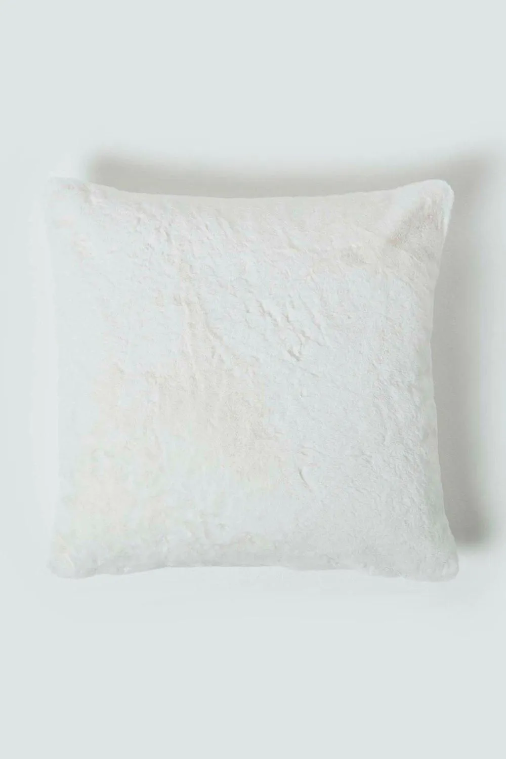 Homescapes Soft Touch Faux Fur Cushion 46 x 46 cm in Ivory 1