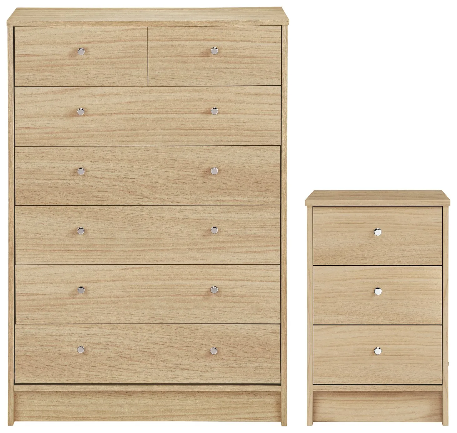 Argos Home Malibu Bedside & 5+2 Drawer Set - Beech Effect