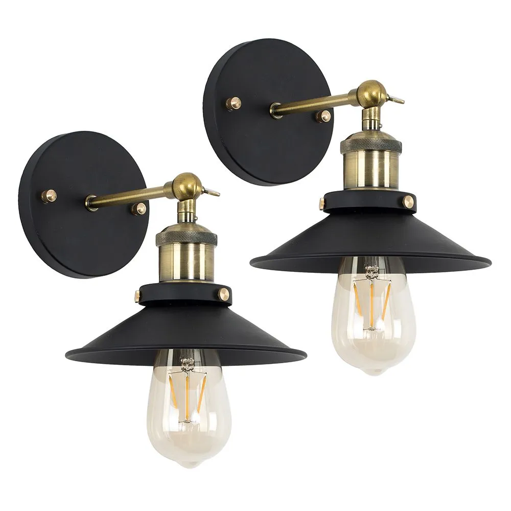 ValueLights Pair of Gold Indoor Wall Lanterns 2
