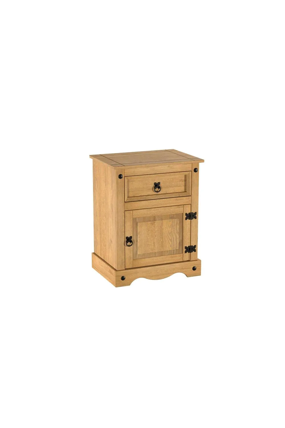 Birlea Corona Large 1 Door 1 Drawer Bedside Cabinet Bedside Mexican Chest in Natural 4