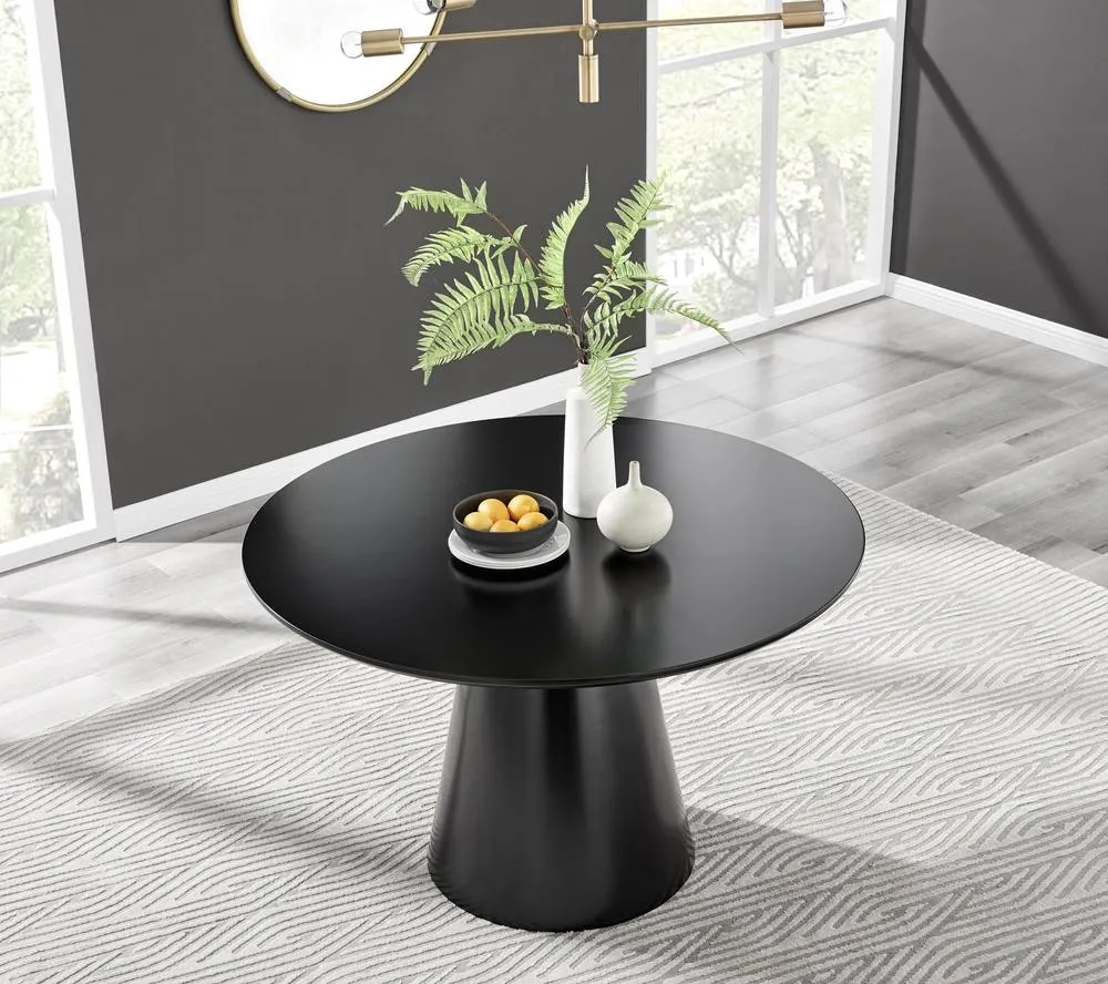 FurnitureboxUK Palma Round Black Semi Gloss Dining Table 4 Isola Chairs in Terracotta 3