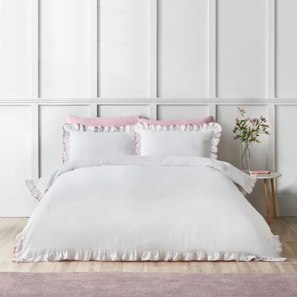 Catherine Lansfield So Soft Mono Frill Duvet Cover & Pillowcase Set 1