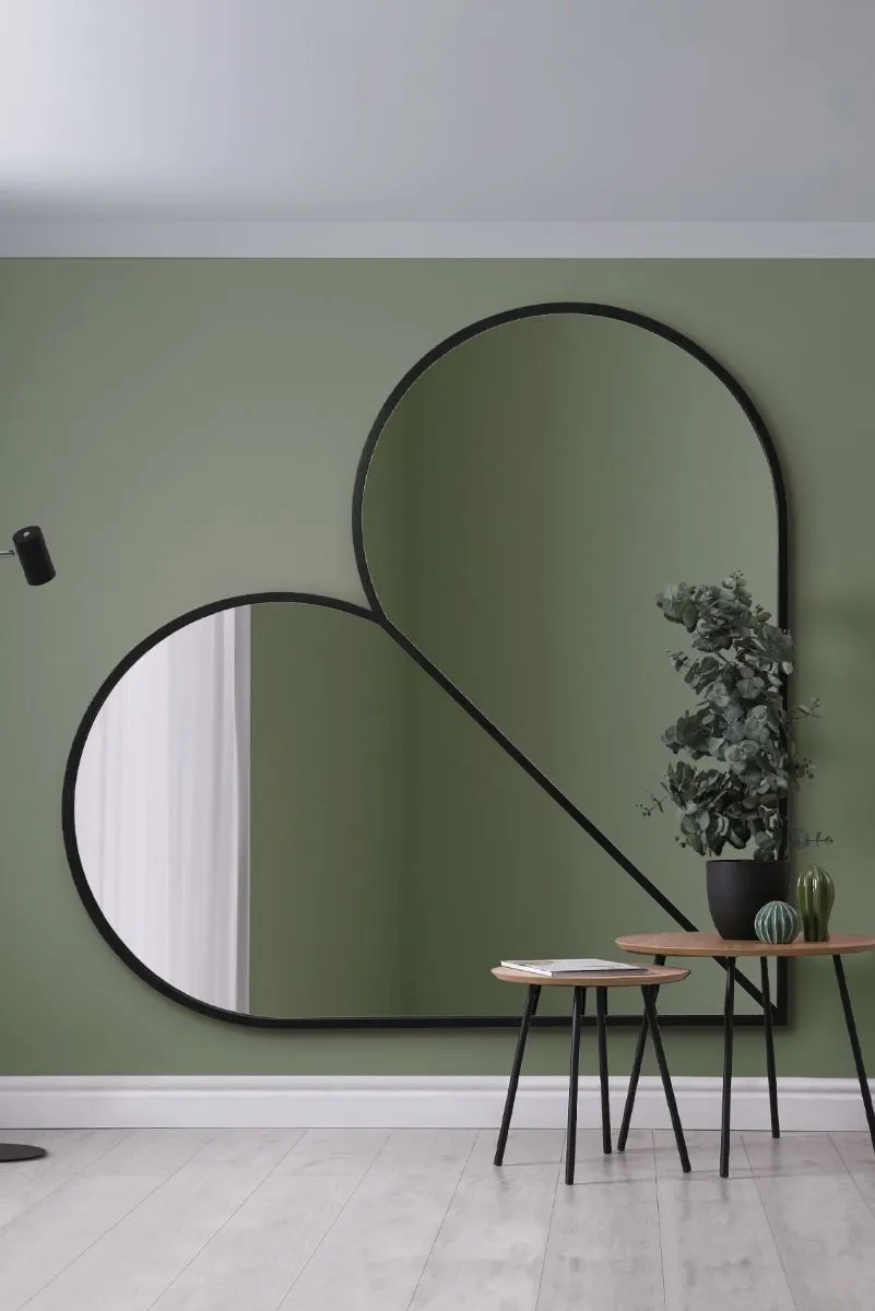 MirrorOutlet Black Metal Framed Heart Shaped Wall Mirror 71" X 71" (180CM X 180CM) 5