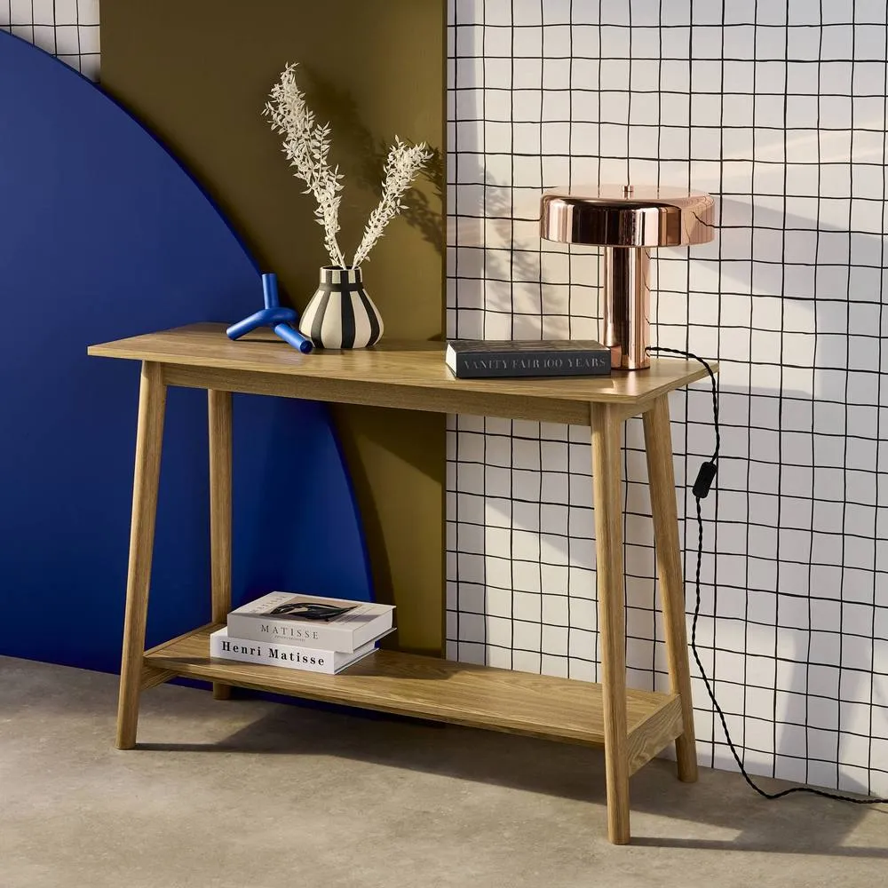 sweeek 110cm console table with walnut wood effect in Light Brown 4