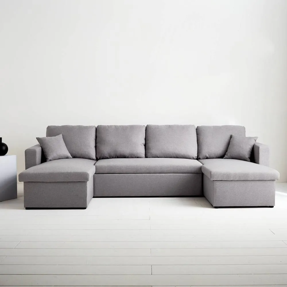 sweeek 4-seater u shaped sofa bed in fabric in Dark Grey 3