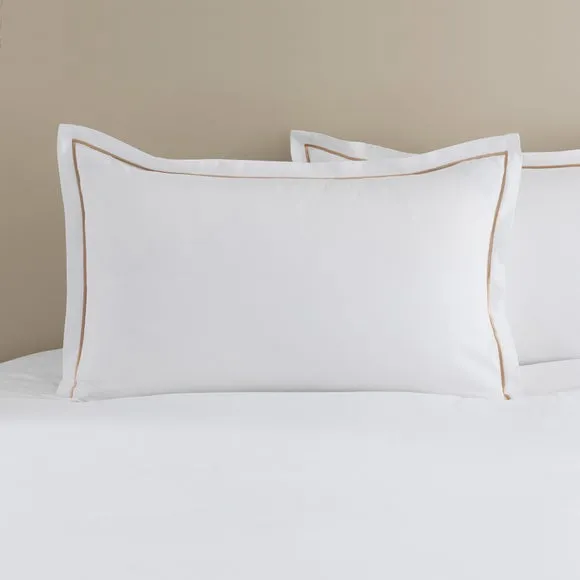 Embroidered Leaf Trail Microfibre Oxford Pillowcase