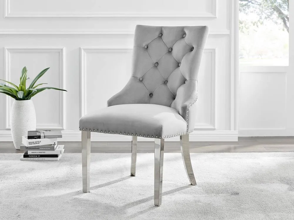 FurnitureboxUK Skye Round Marble Effect Dining Table & 6 Grey Belgravia Chairs 6