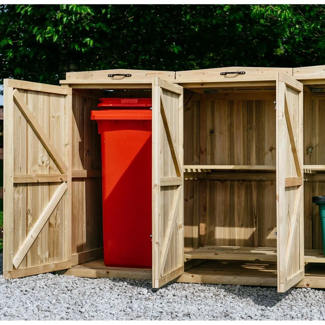 Buttercup Farm Chatburn Bin Store, Fits 1x 180L/240L Wheelie Bins & 8x Boxes in Brown 3