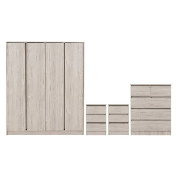 Walker 4 Door Wardrobe Bedroom Furniture Set 2