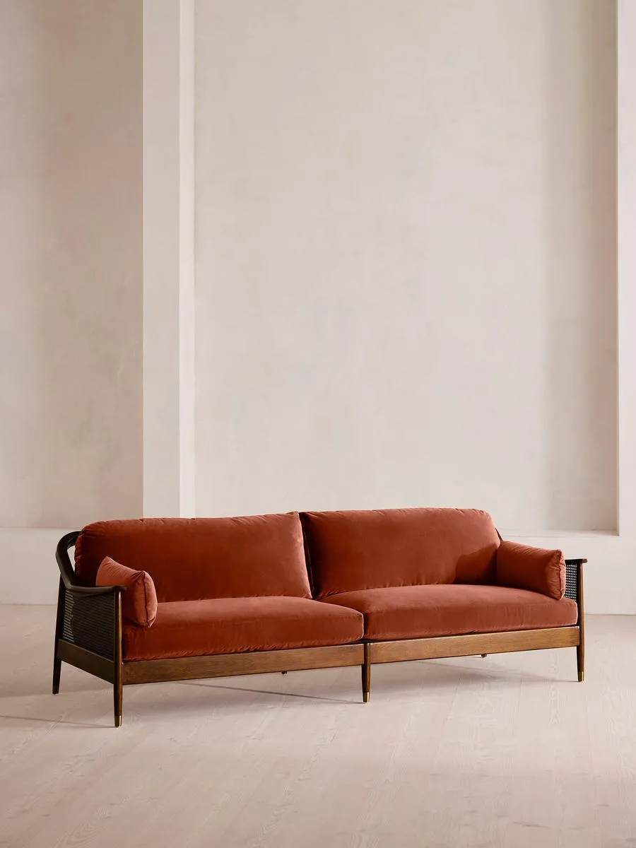 Atlanta Four Seater Sofa, Velvet, Rust