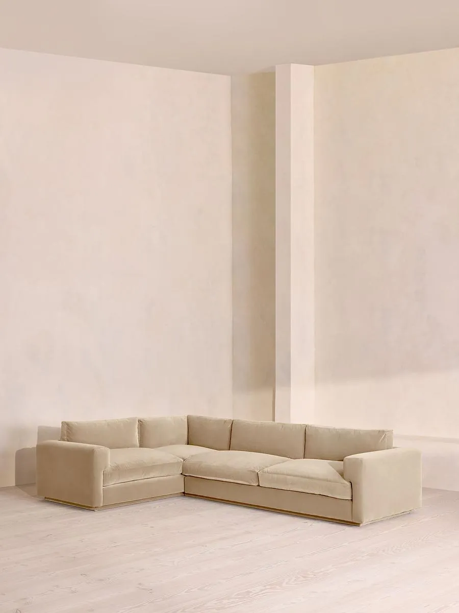Mossley Right L-Shape Sofa, Velvet, Oyster