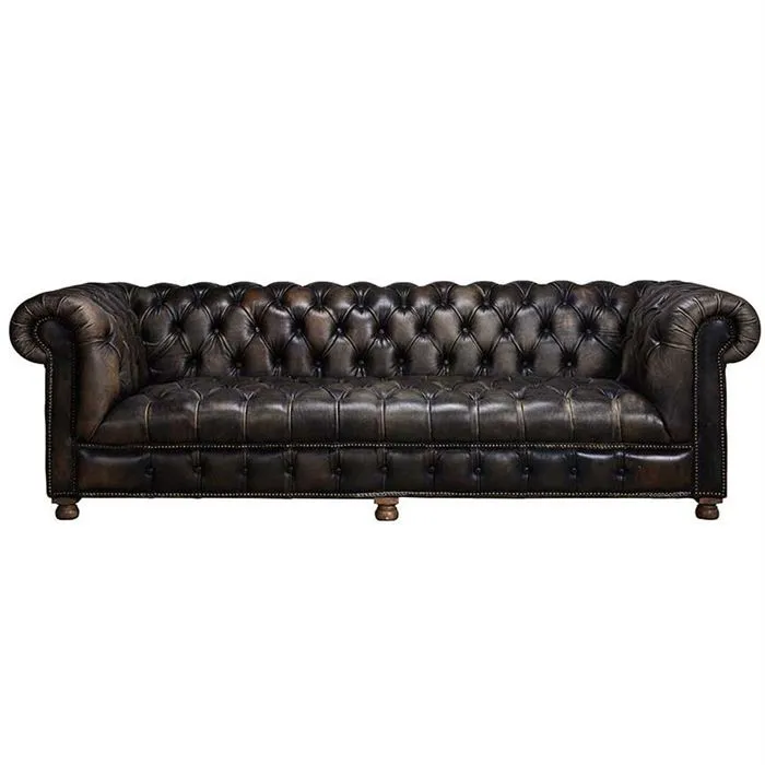 Timothy Oulton Westminster Button 2.5 Seater Chesterfield Sofa, Vagabond Black
