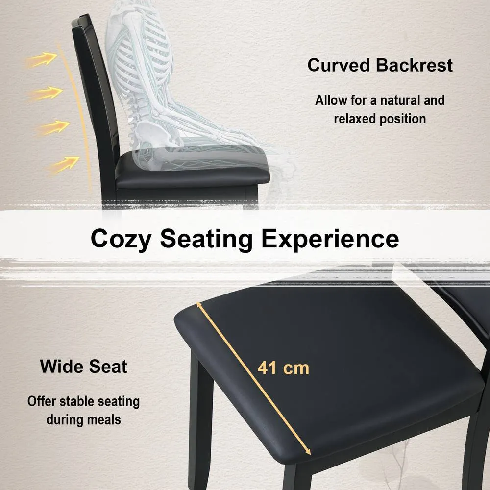 Costway Wooden Dining Chair with Padded Seat for Kitchen Dining Room in Black 4