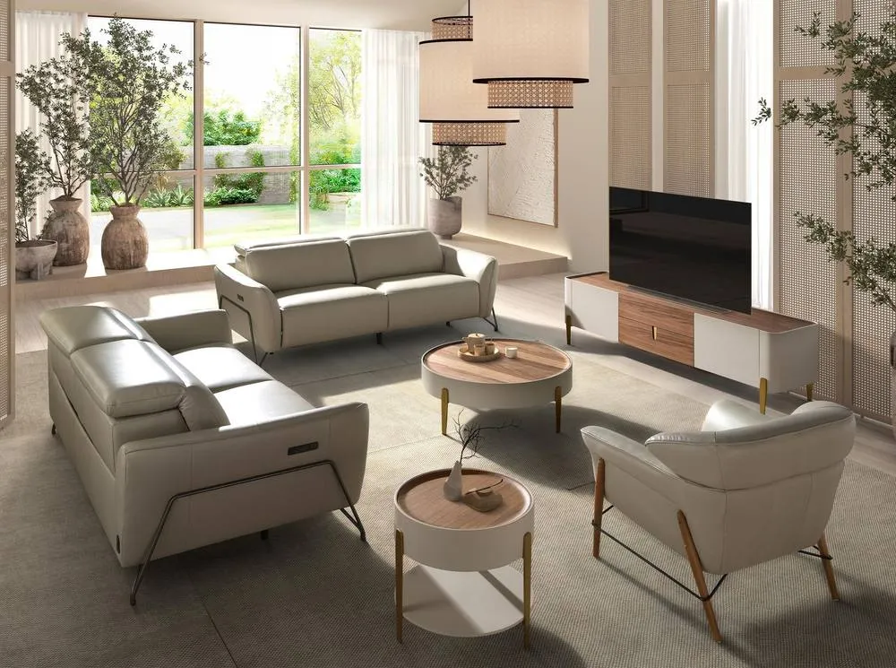 Angel Cerda TV Stand, Walnut Top, Beige Lacquer, Gold Steel Legs, 200 cm 4