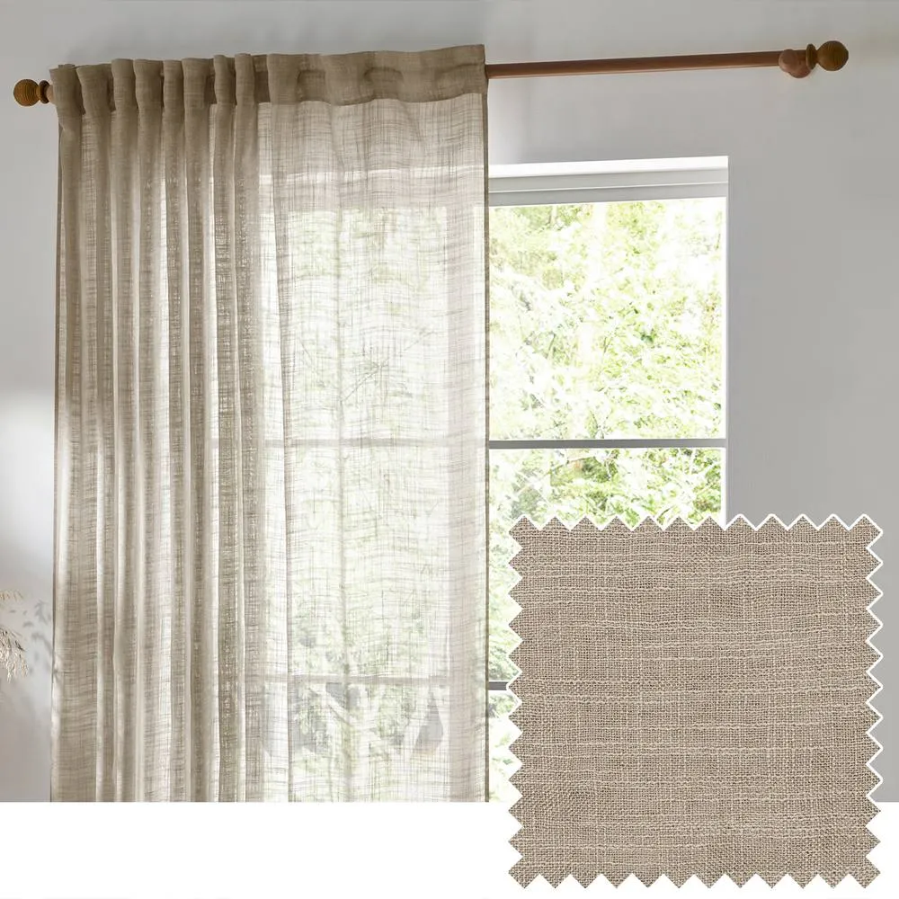 Yard Cirrus Sheer Tab Top Curtain Panel in Light Beige