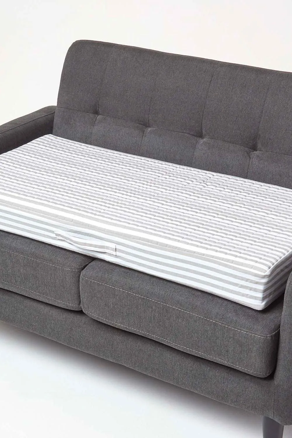 Homescapes Quilted Cotton 2 Seater Orthopaedic Booster Cushion Cover in Grey 2
