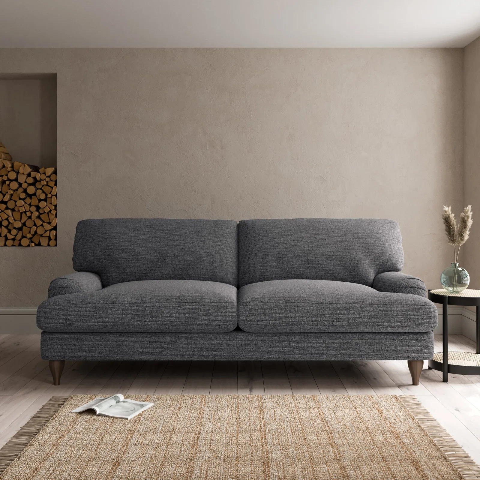 Darwin Textured Weave 4 Seater Sofa Grey