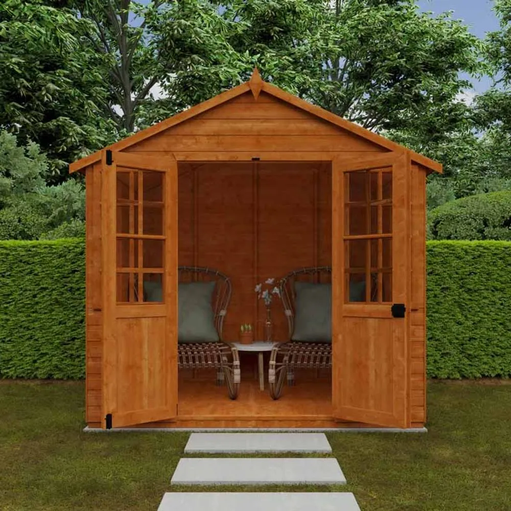 Buttercup Farm 6 x 8 Feet Summerhouse 12mm Shed - L175 x W235 x H243.7 cm in Burnt Orange 3