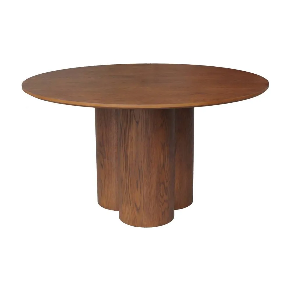 sweeek 4-seater round dining table, rubberwood & oak veneer in Dark Brown 2