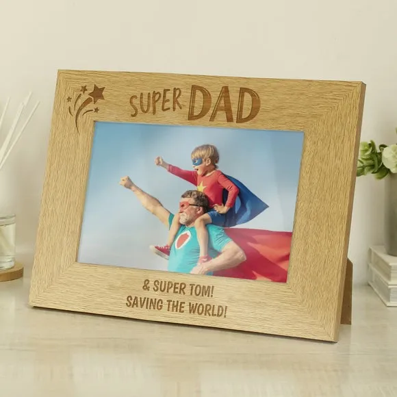 Personalised Super Dad Wooden Photo Frame 2