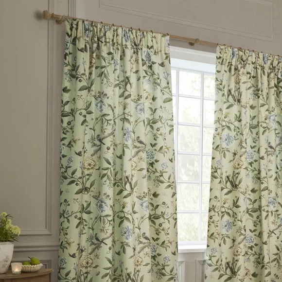 Sanderson Porcelain Garden Pencil Pleat Curtains 1