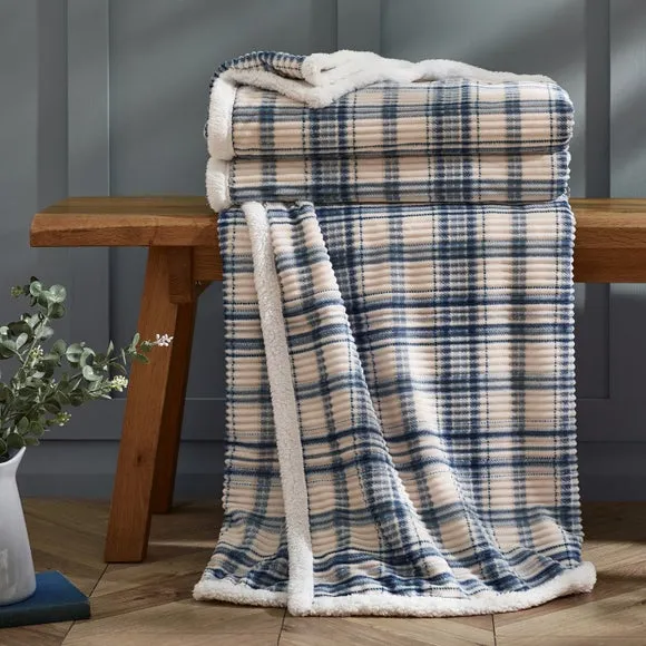 Cosy Ribbed Check Throw Blanket 130cm x 170cm 1