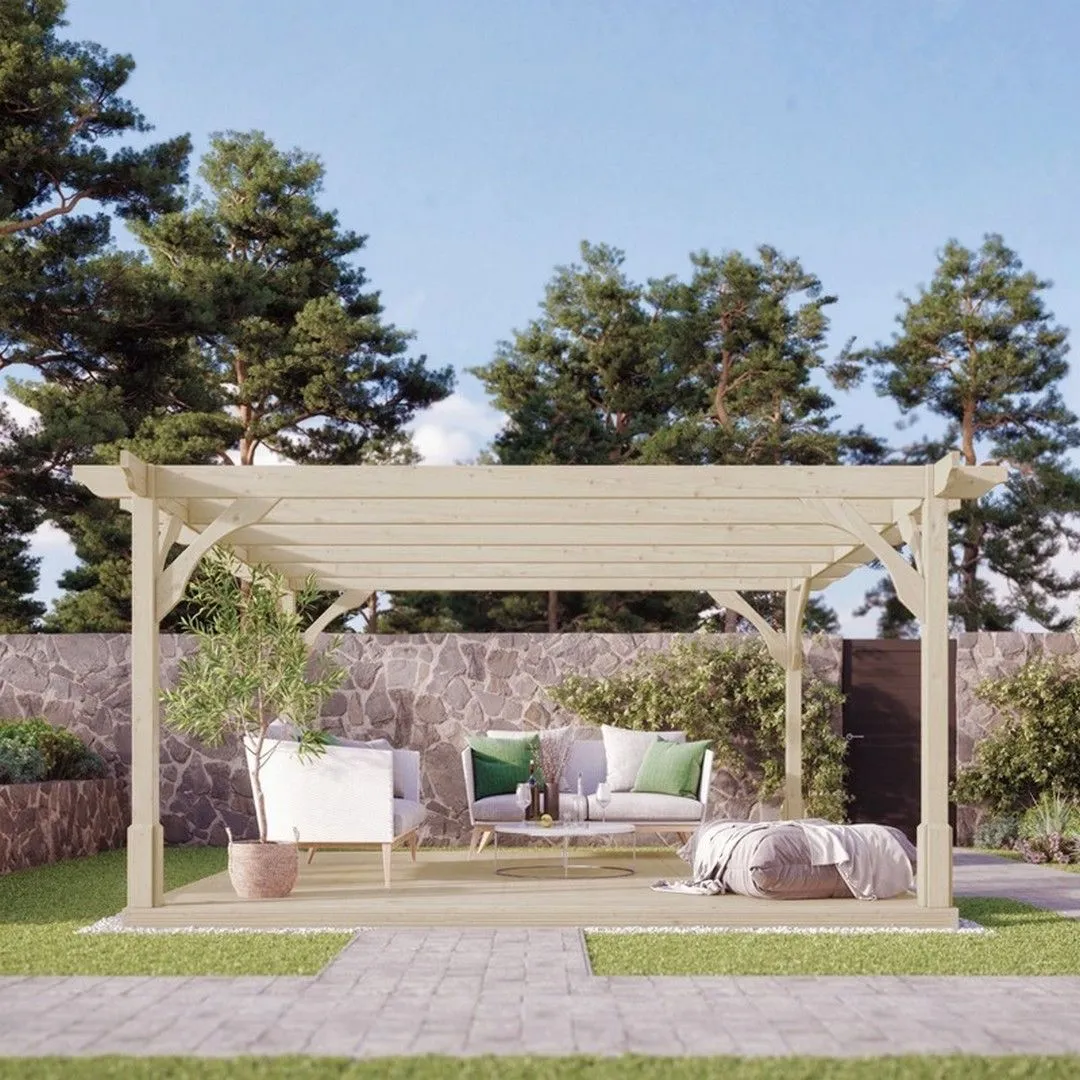 Rutland County Garden Furniture Ltd Premium Pergola & Decking Kit, Wood, L240 x W240 cm, Light Green 2