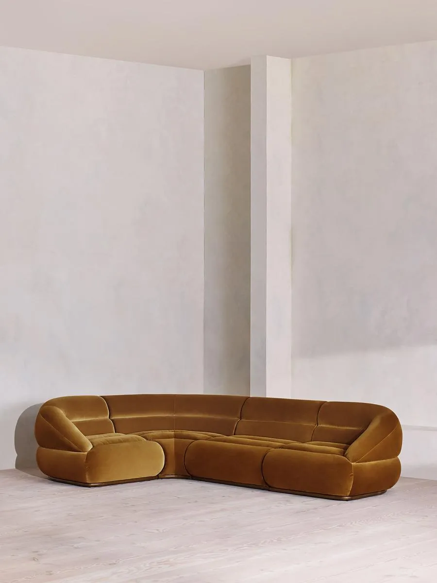 Edison Modular Sofa, L-Shape Sofa, Velvet, Mustard