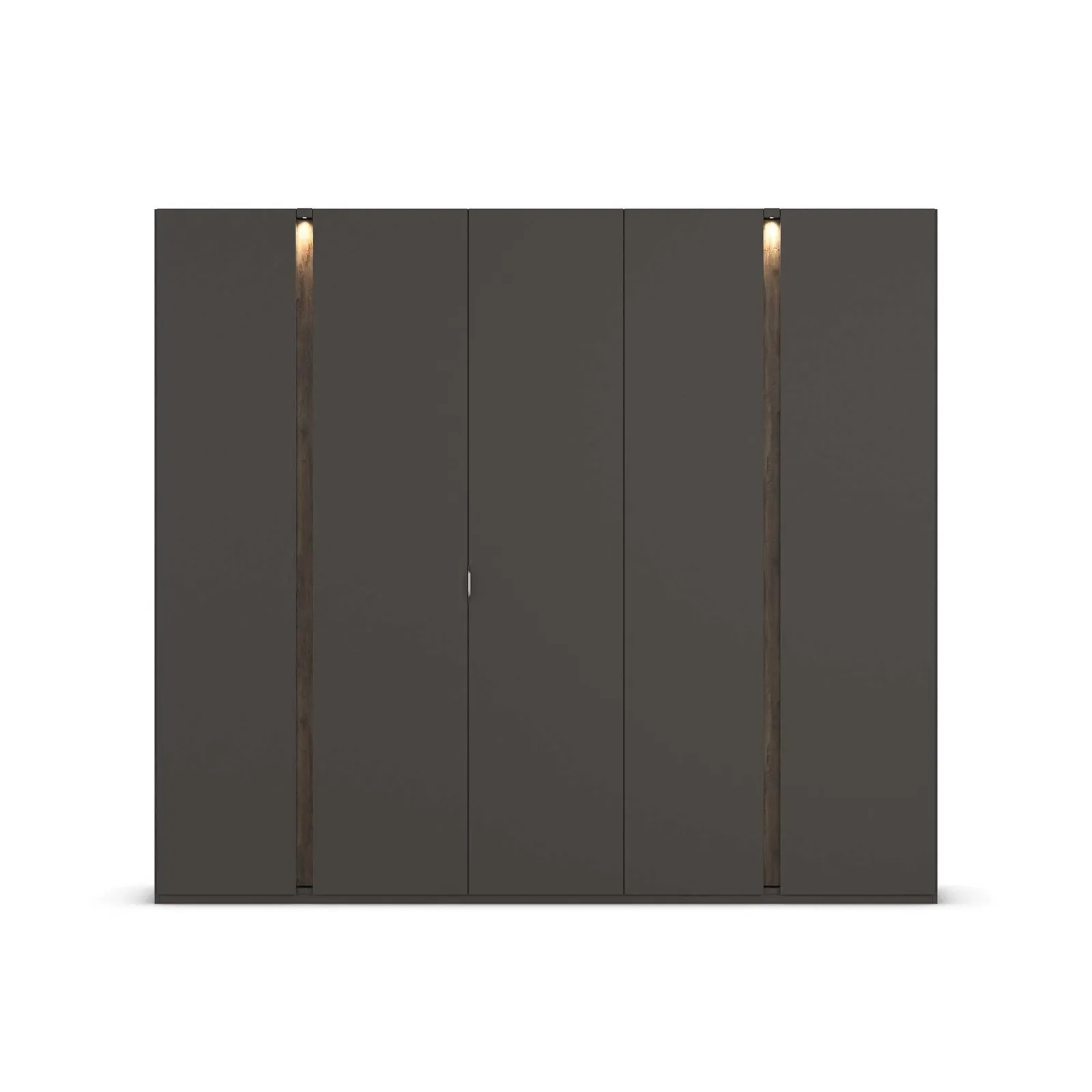Arvada 5 Door Hinged Wardrobe With Lighting, Black Wood | Barker & Stonehouse 3