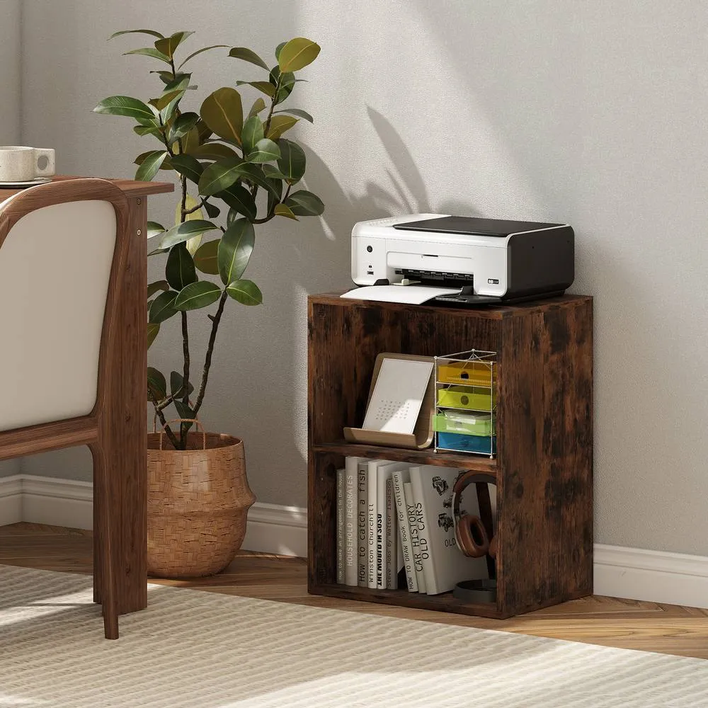 Costway 2-Cube Bookcase Modern Open Bookshelf w/ 5-Position Adjustable Shelf in Brown 4