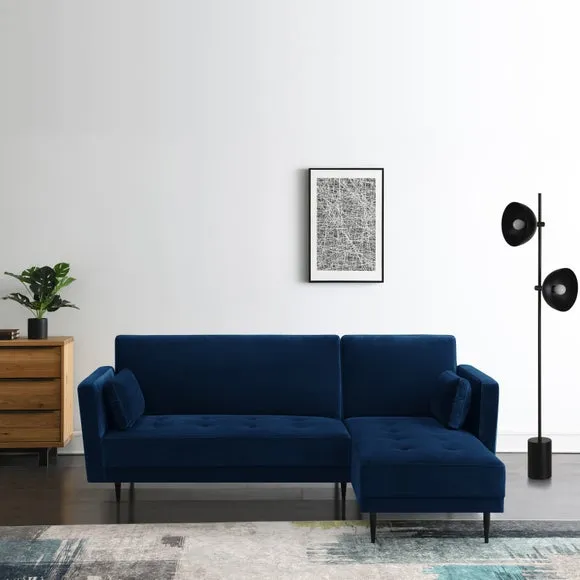 Selma Velvet Corner Double Sofa Bed 2