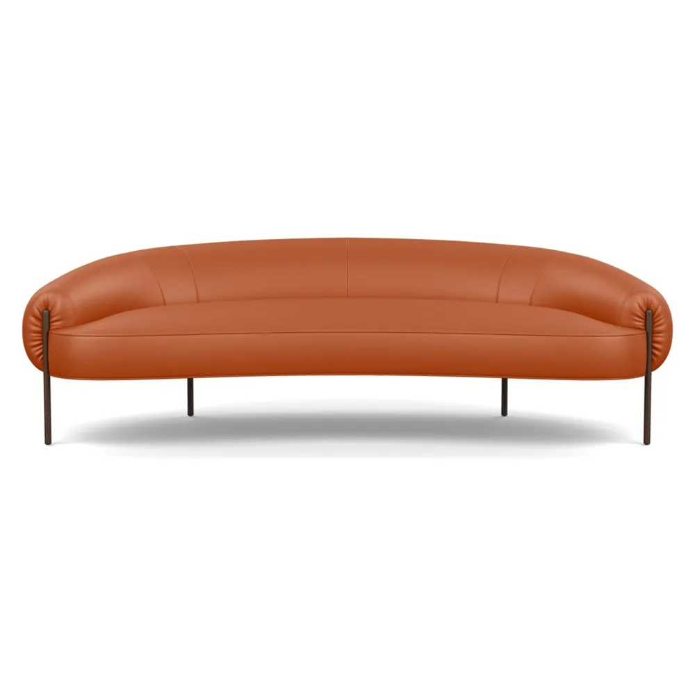 Heal's Isola 3 Seater Sofa Leather Hide Tobacco 7179 Bronze Feet