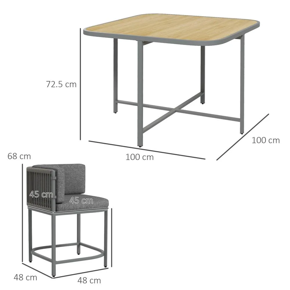 OUTSUNNY 5 PCs Rattan Dining Sets, Cube Garden Furniture with Space-saving Design, Grey 3