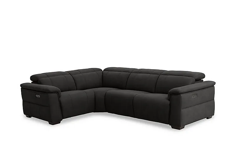 Inca Fabric Double Power Recliner Left Hand Facing Corner Sofa with Power Headrests - Manhattan Indigo