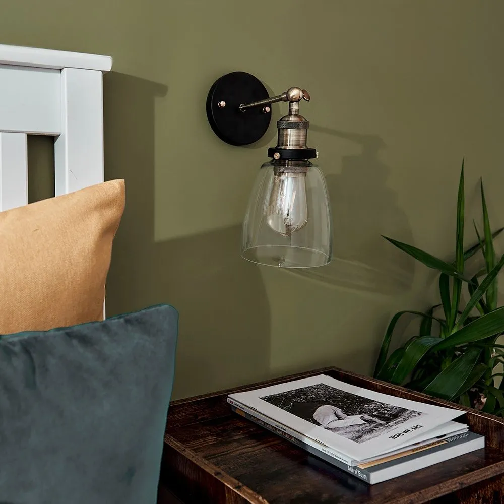 ValueLights Ambrose Industrial Pair of Gold Indoor Wall Lantern